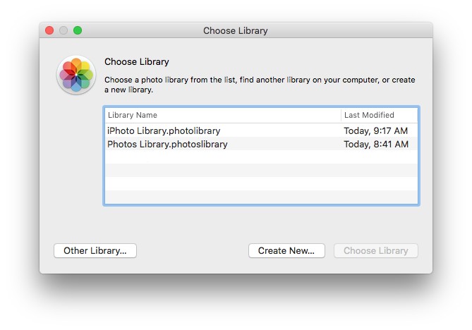 seleccione la biblioteca de iPhoto