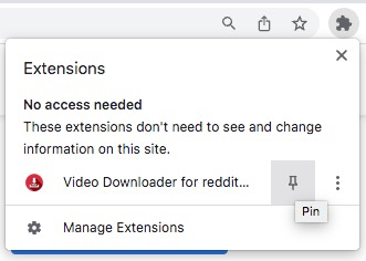 pin extension icon on the top-right corner of the page