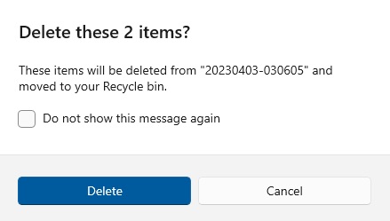 a deletion confirmation message