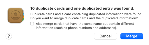 a message with a Merge button