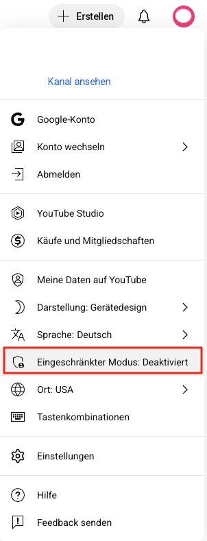 Eingeschränkter Modus