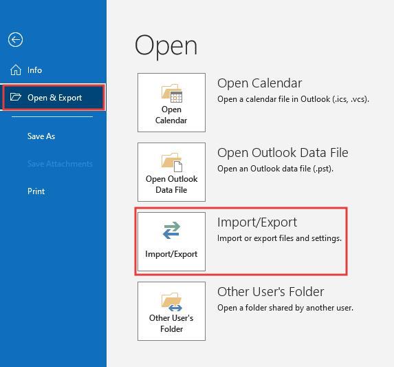 click Open & Export