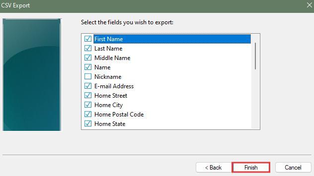 select the fields