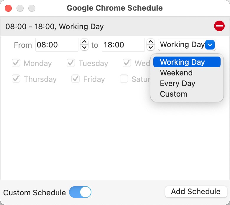 app schedule