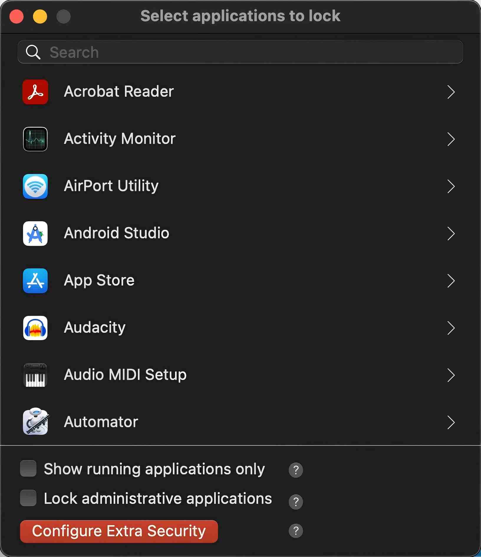 select app to lock