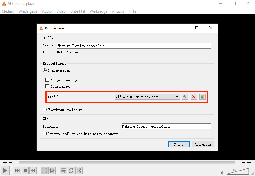 choose output vlc