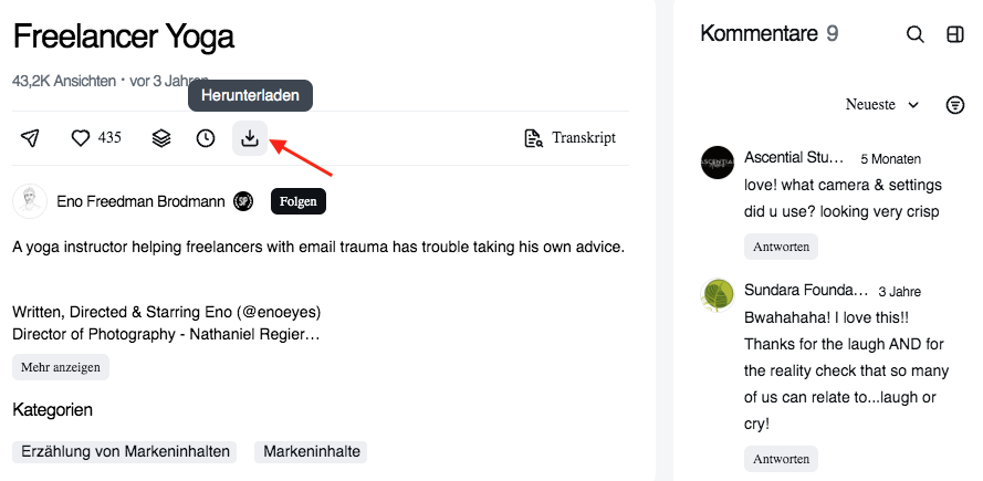 auf den Button Herunterladen klicken