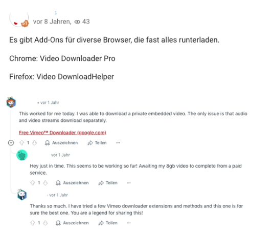 empfohlene Erweiterungen