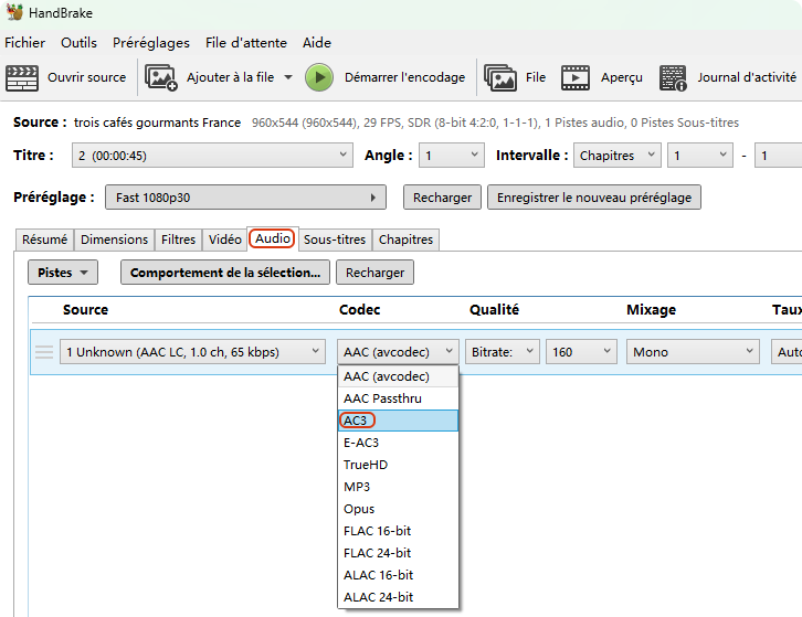convertir MP4 en MPEG2 handbrake