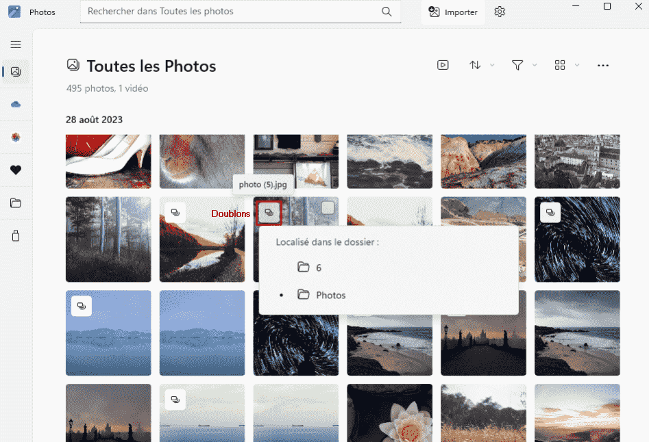 Microsoft photos doublons