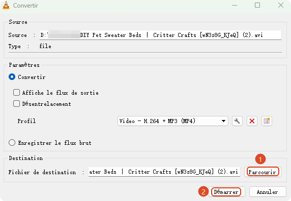 réparer fichier avi vlc