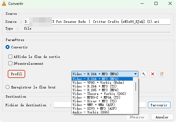 comment réparer un fichier avi vlc