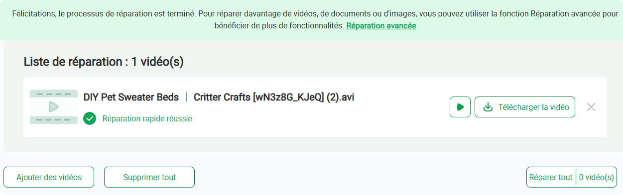réparer fichier avi en ligne gratuit