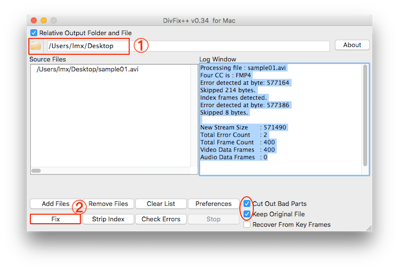 Réparer une vidéo AVI DivFix++