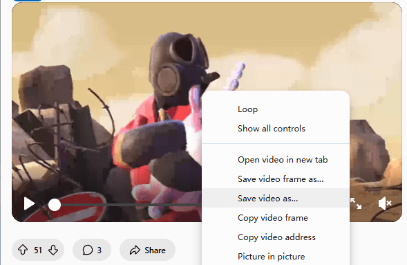 save video as option in reddit website