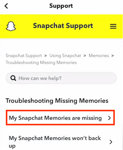 comment récupérer ses photos sur memories snap