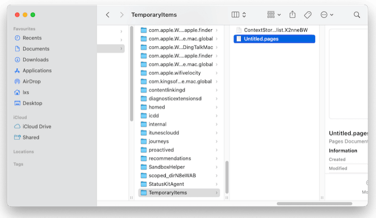 retrouver un fichier pages non enregistré