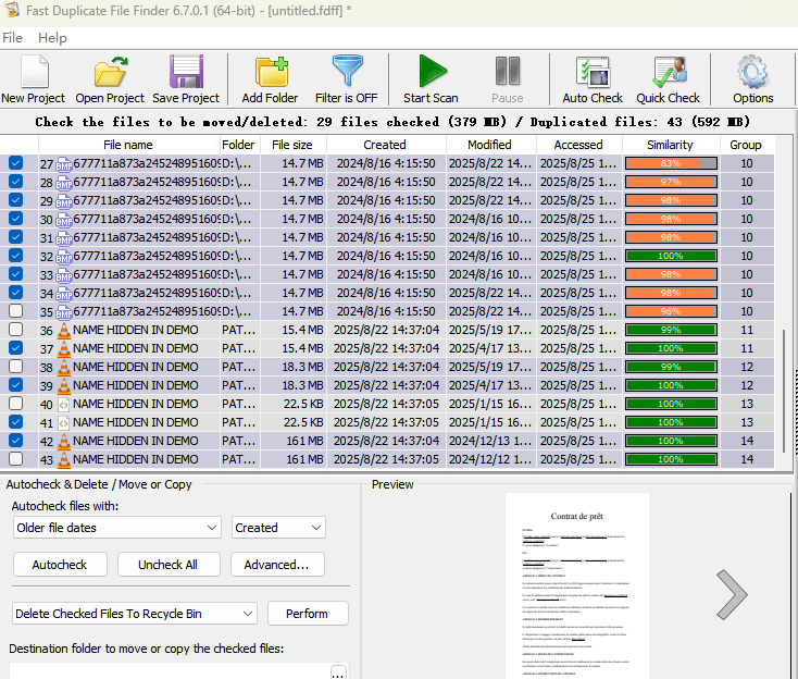 Fast Duplicate File Finder résultat
