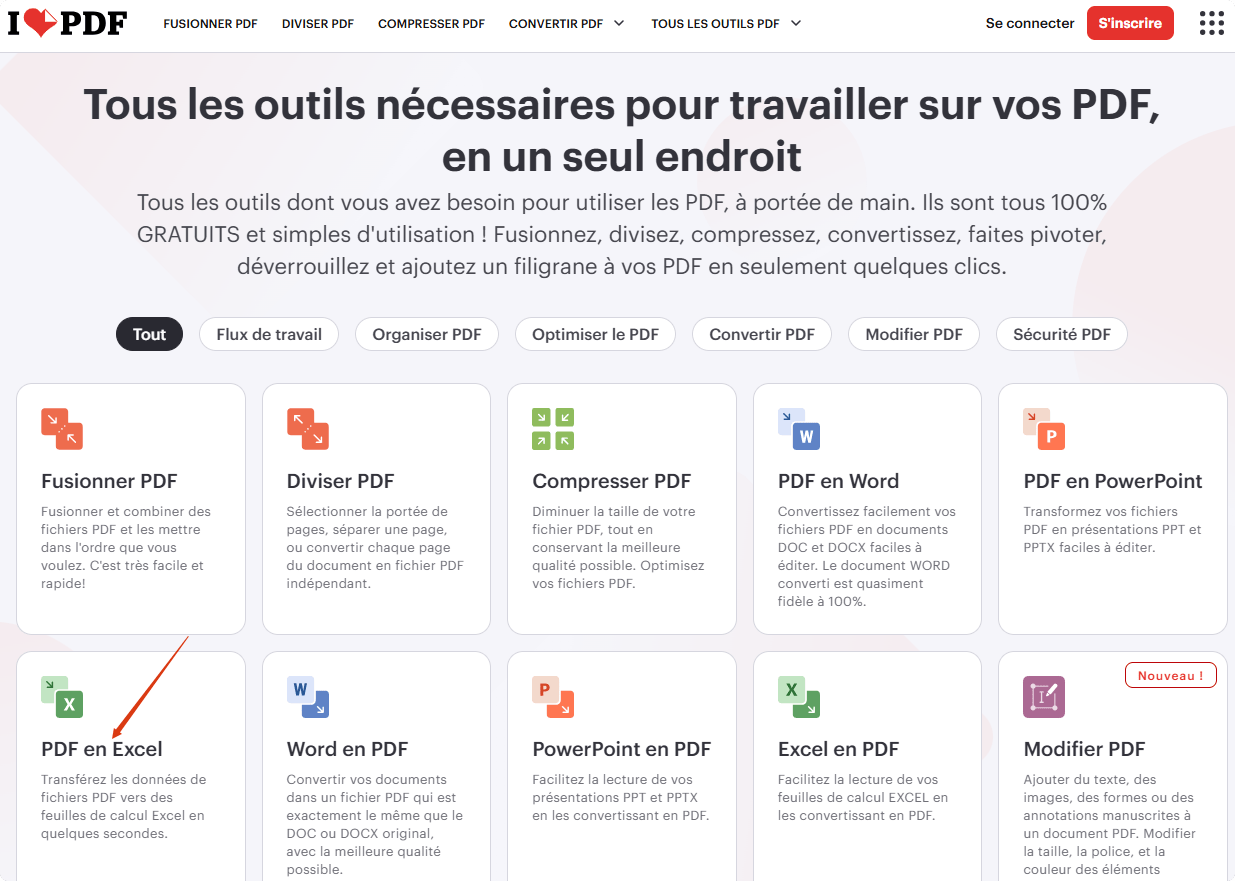 convertir relevé bancaire PDF en Excel en ligne