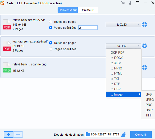 convertir releve bancaire PDF en Excel cisdem