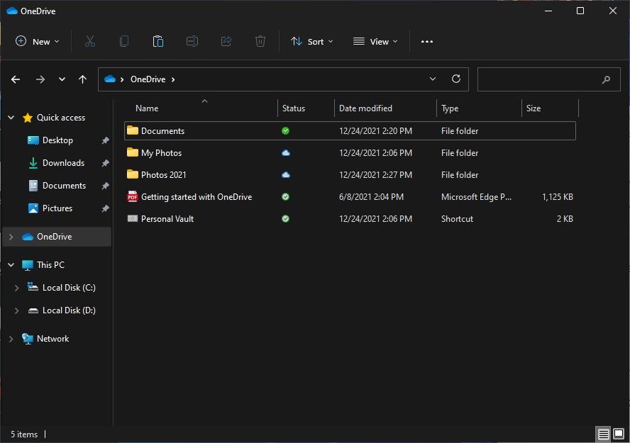 open OneDrive folder