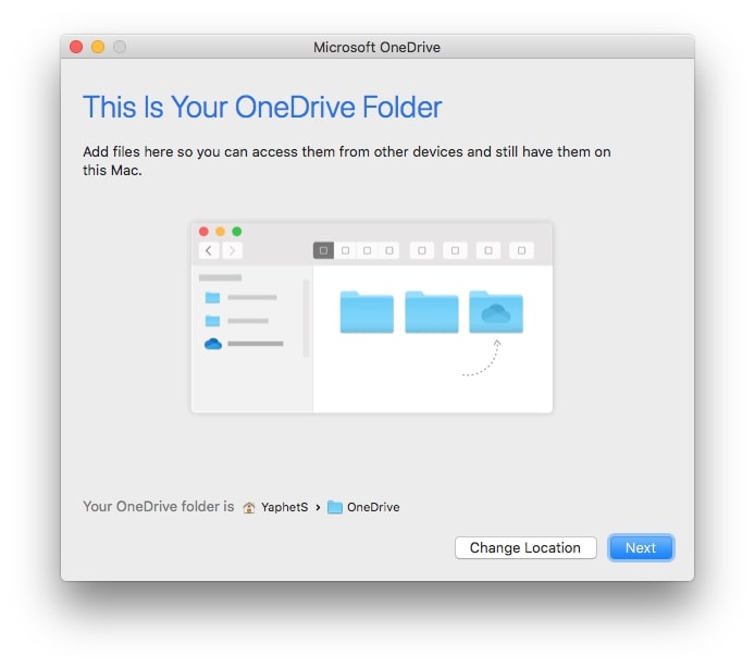 This is your OneDrive folder screen
