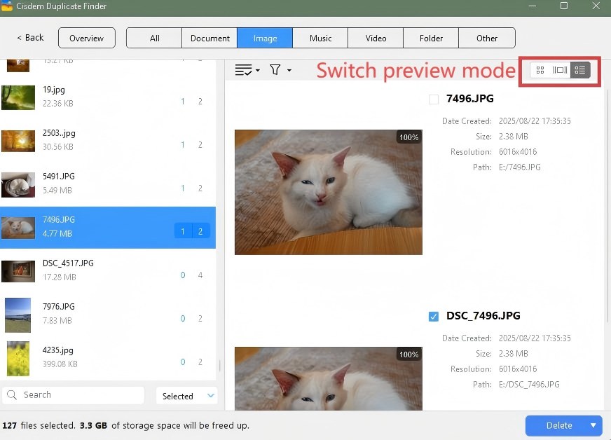preview modes