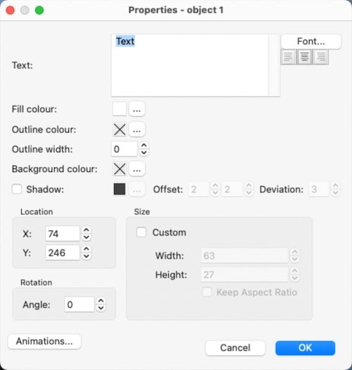 text properties