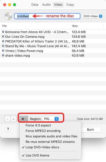 burn app interface