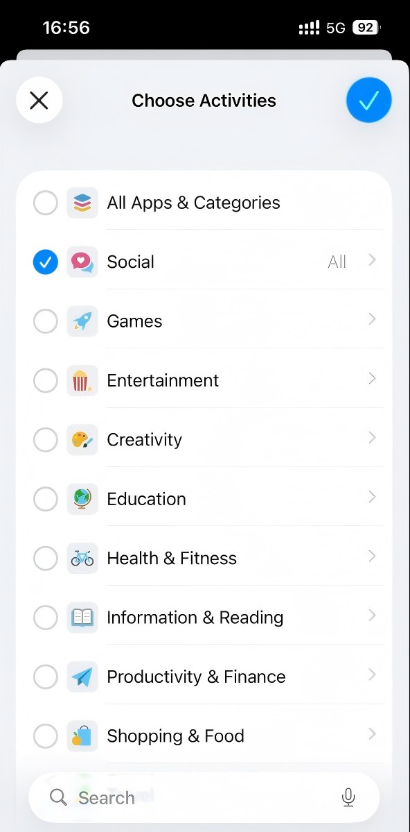 block social media apps by category