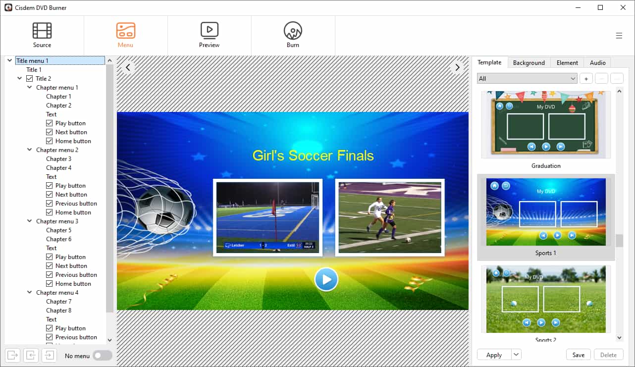add soccer dvd menu