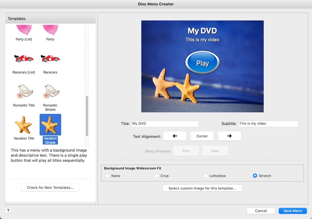 express menu interface