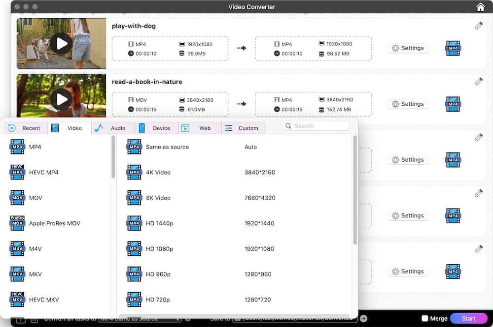 list of imovie supported formats