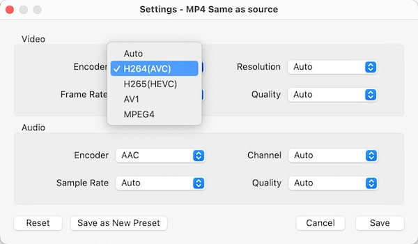 video advanced settings