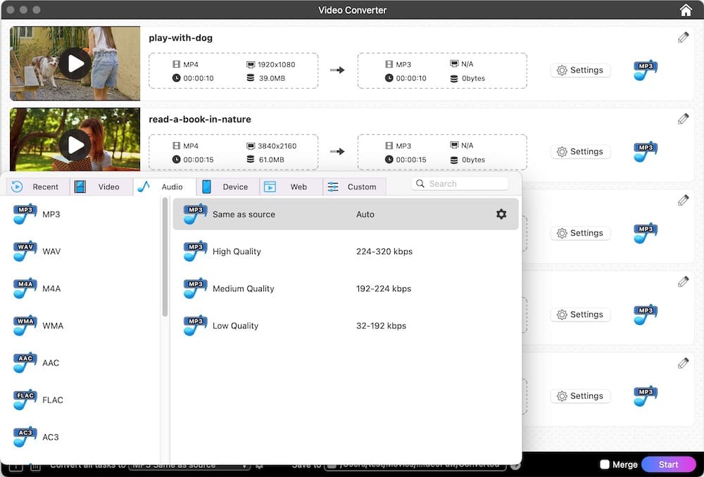 choose mp3 format