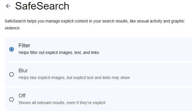 safe search
