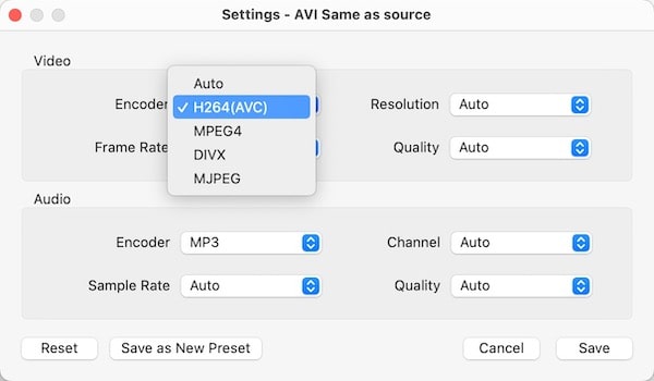 avi settings