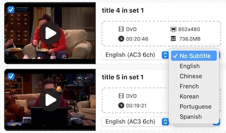 choose subtitle and audio for dvd content