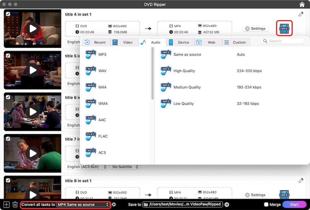 choose mp3 format