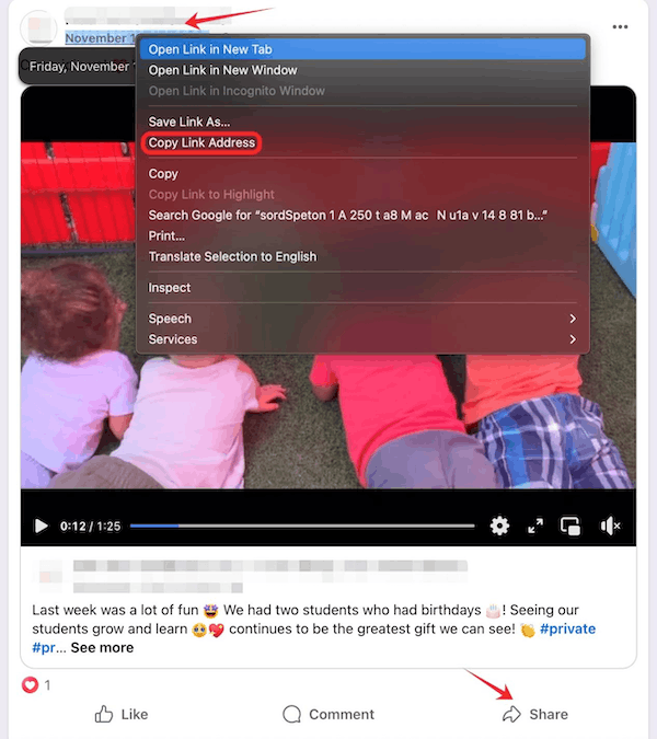 copy facebook url