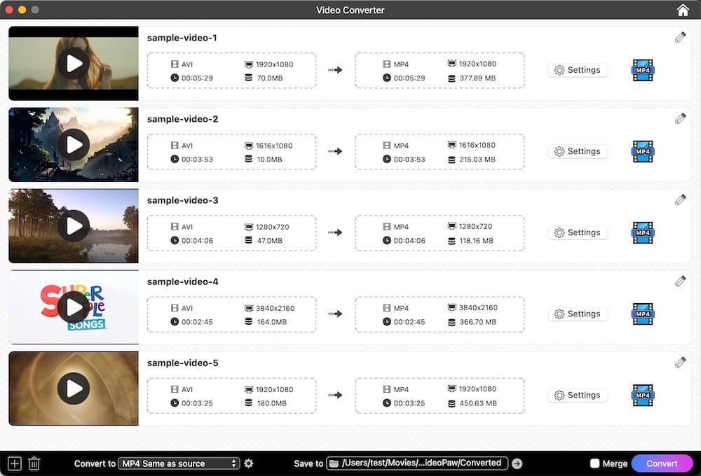 add AVI files