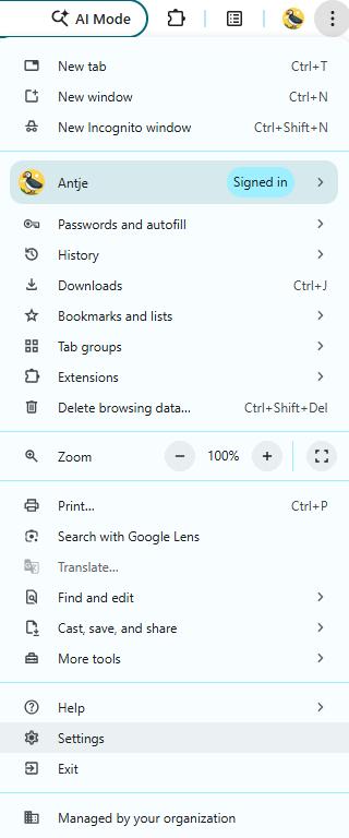 chrome settings