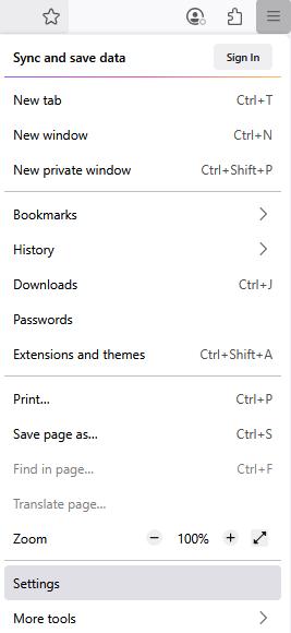 firefox settings