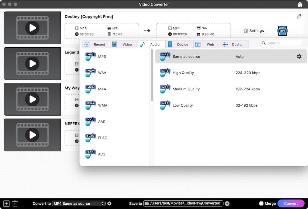 convert to wav or any audio format