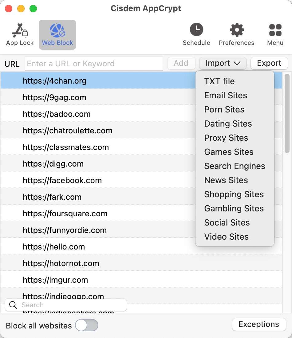 enter the  URL of youtube channel