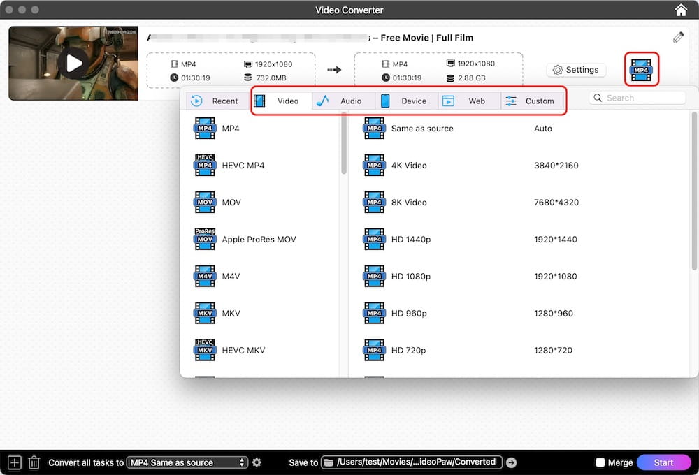 choose output formats