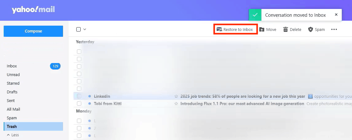 restore to inbox