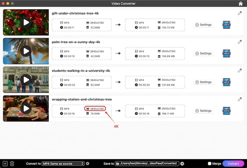 import 4k videos