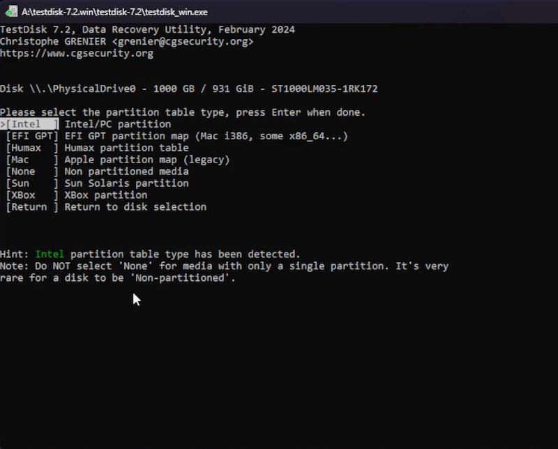 testdisk partition