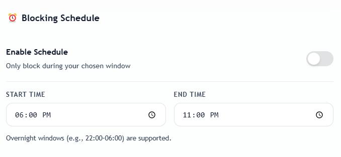 blocking schedule